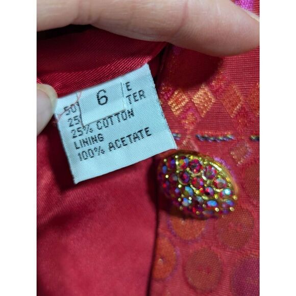 George Simonton Women's Hot Pink Orange Geometric Pattern Rhinestone Buttons Ski - Picture 11 of 13
